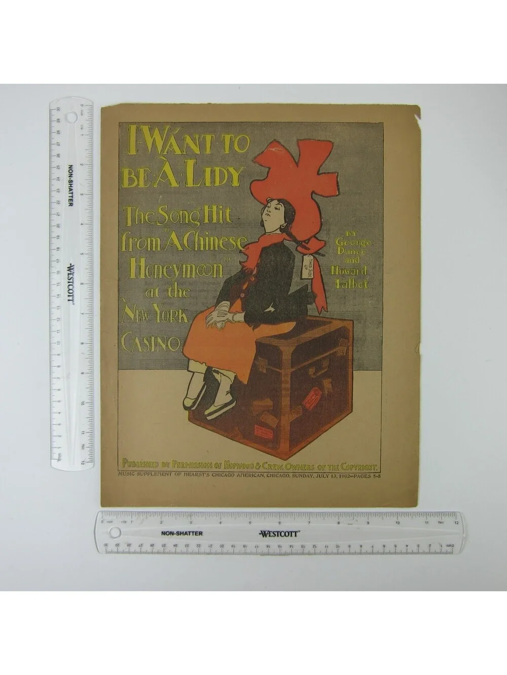 Sheet Music I Want To Be A Lidy Vaudeville Honeymoon at NY Casino Antique 1901